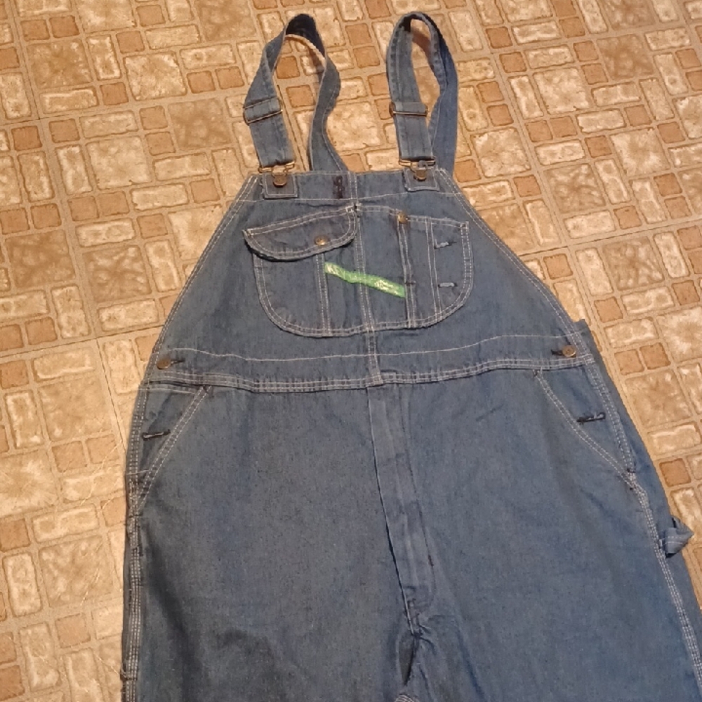 Men's Blue Denim Cargo Overalls Key Mens Size 46x30 New with Tags